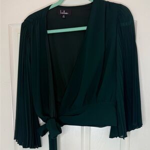 Lulu's Dark Green Wrap Blouse